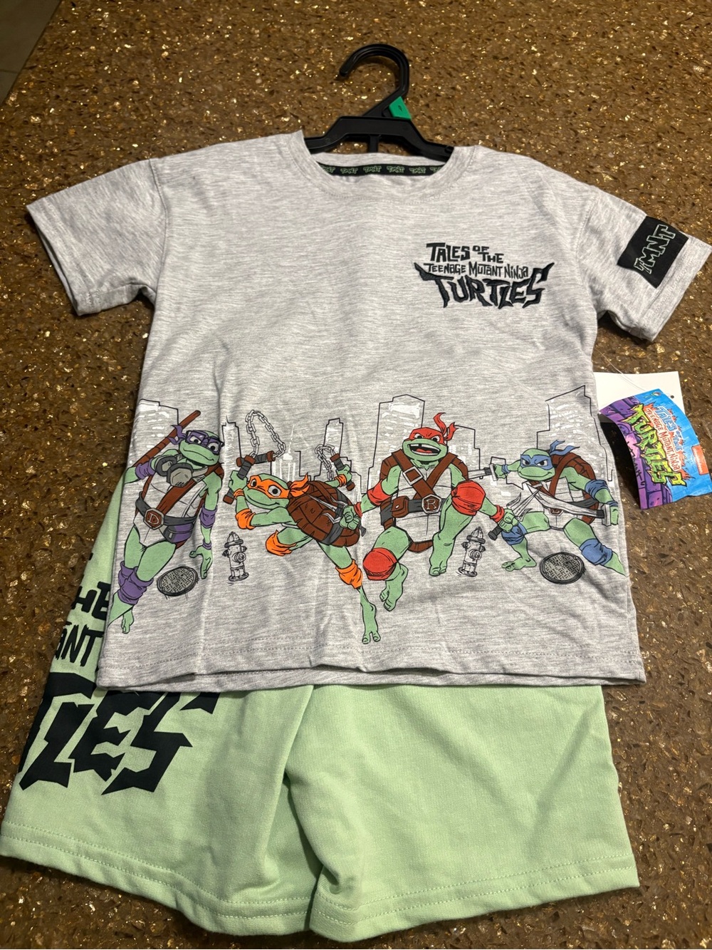 Teenage Mutant Ninja Turtles Grey & Green Graphic Tee + Shorts Set